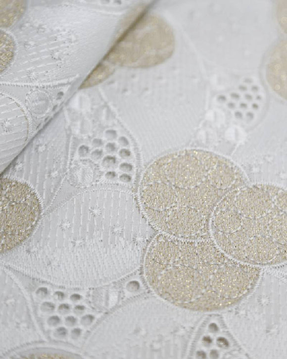 SVL114- Swiss Voile Lace White - Gold