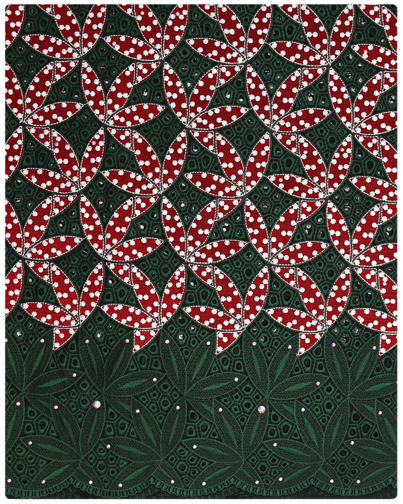 SVL088 - Swiss Voile Lace - Green & Burgundy
