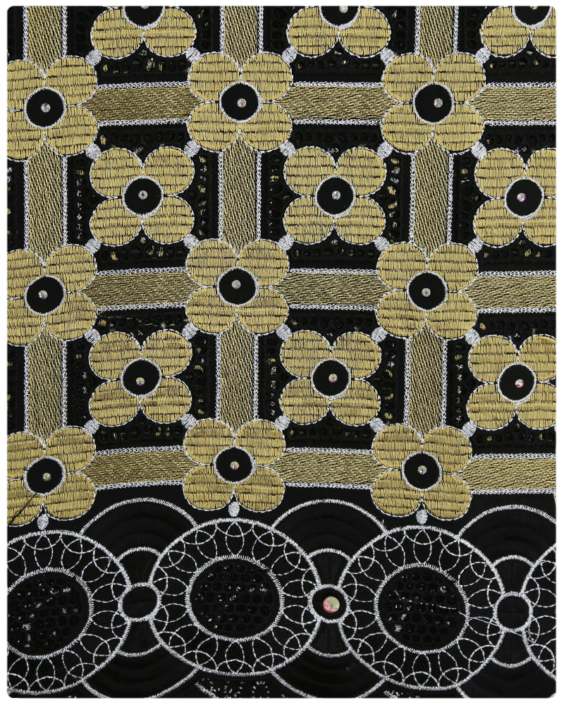 SVL99- Swiss Voile Lace - Gold & Black