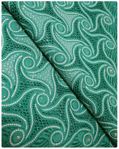 CTV004 - Cotton Voile -  Teal Green & White
