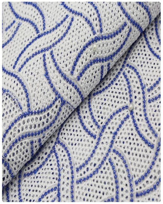 CTV005 - Cotton Voile - White & Blue