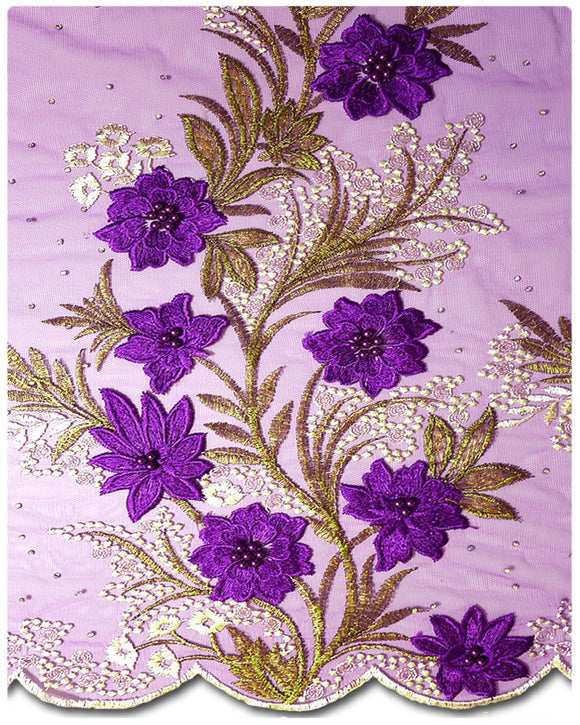 FRN007 - French Lace - Purple & Gold