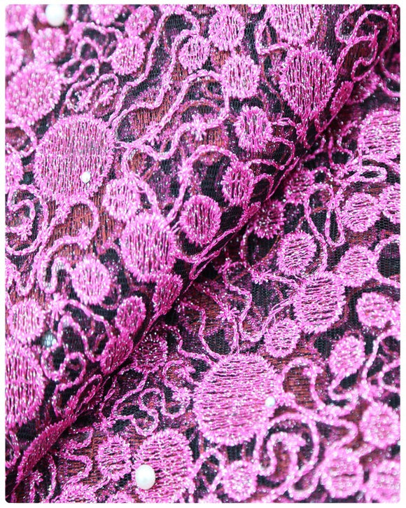 EFRN-146 EXCLUSIVE FRENCH LACE -Fuchsia Pink & Black