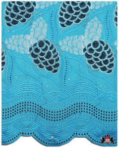 CTV031 - Cotton Voile - Turquoise & Navy Blue
