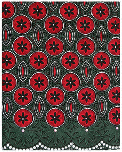 SVL081 - Swiss Voile Lace - Burgundy & Green & Silver
