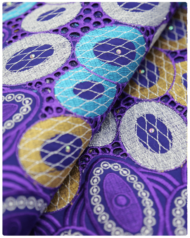 SVL089 - Swiss Voile Lace - Purple & Gold & Silver