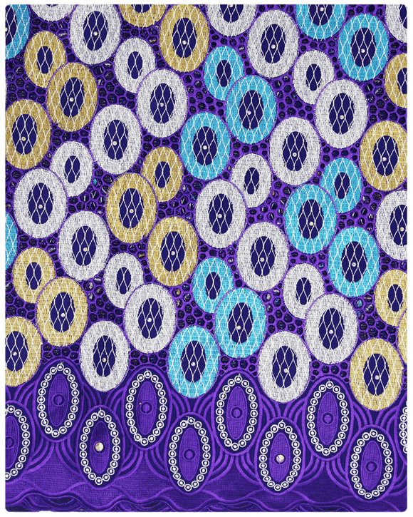 SVL089 - Swiss Voile Lace - Purple & Gold & Silver